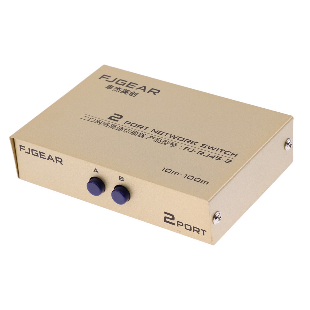 2Port AB Manual Network Sharing Switch Box 2In1/1In2 Ethernet Switcher