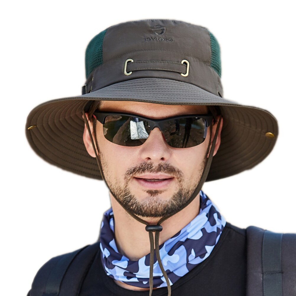 Wide Brim Boonie Hat Outdoor Waterproof UPF 50+ Sun Protection Mesh Safari Sun Hat Travel Fishing Hat Sportswear