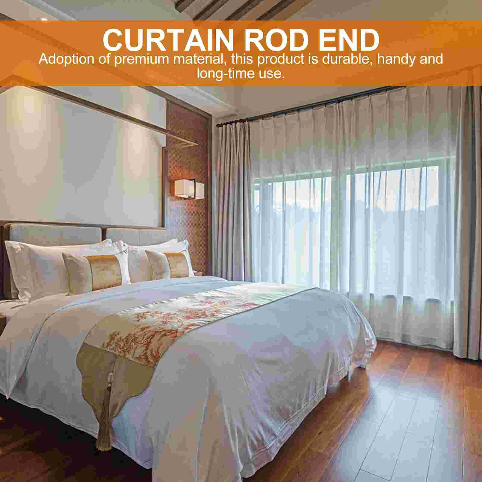 2pcs Curtain Rod Decorative Head Roman Rod Accessories for Home (Black)