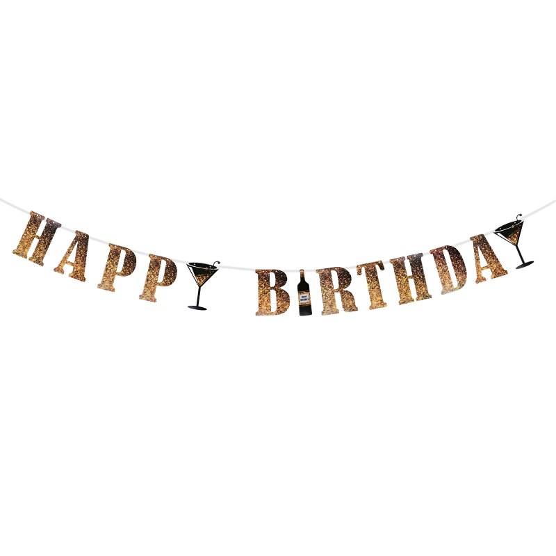 Guirnalda de papel para de cumpleaños de adultos, pancarta de color dorado y negro, de cumpleaños colgante para decoración, 18, 21, 30, 40 y 50 años: B08