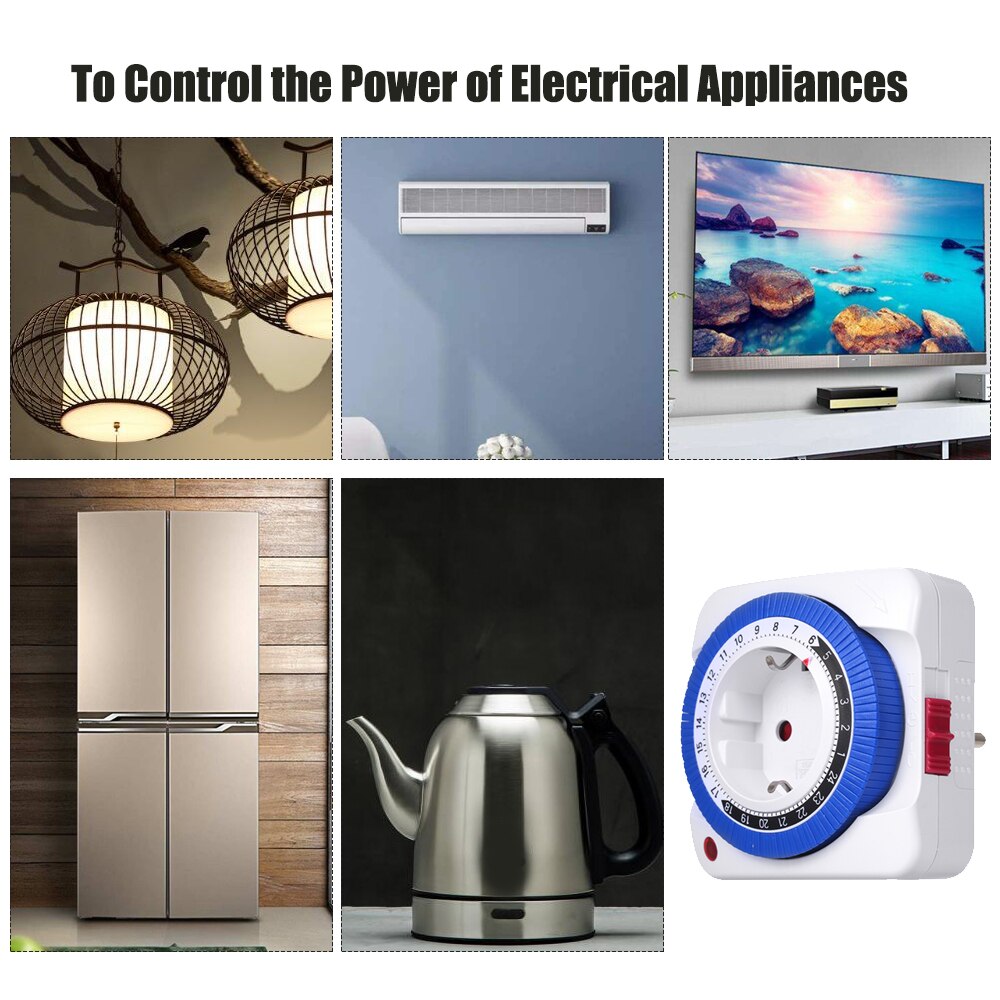 24 Hours Mini Plug-in Timer Switch Mechanical Timing Socket Time Controller for Water Dispenser Heaters & Router