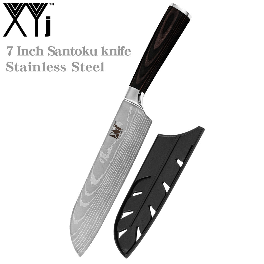 XYj 7 inch Damascus Pattern Santoku Knife Stainless Steel 7cr17 Sharp Blade Chef Knives Germany Style Kitchen Accessory Tools: NO.8
