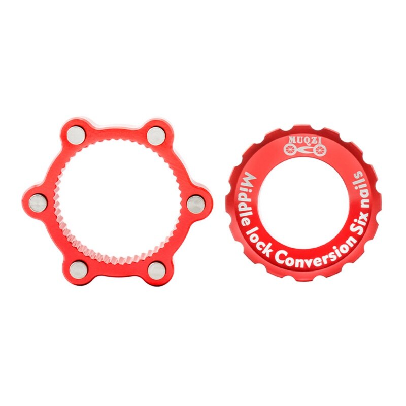 Centerlock To 6-hole Adapter Middle Lock Turn Six Nails Flower Drum Conversion Seat 6 Hole Brake Disc Center Lock For 6 Bolt: Red