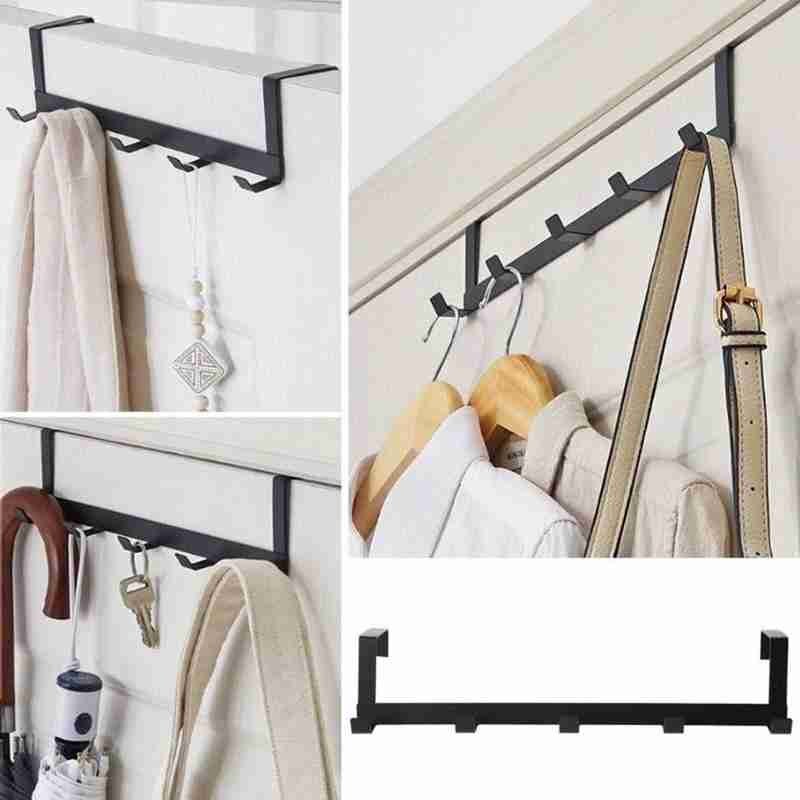 Over The Door Home Bathroom Organizer Rack Clothes Coat Hat Towel Hanger Good load-bearing wrought iron material