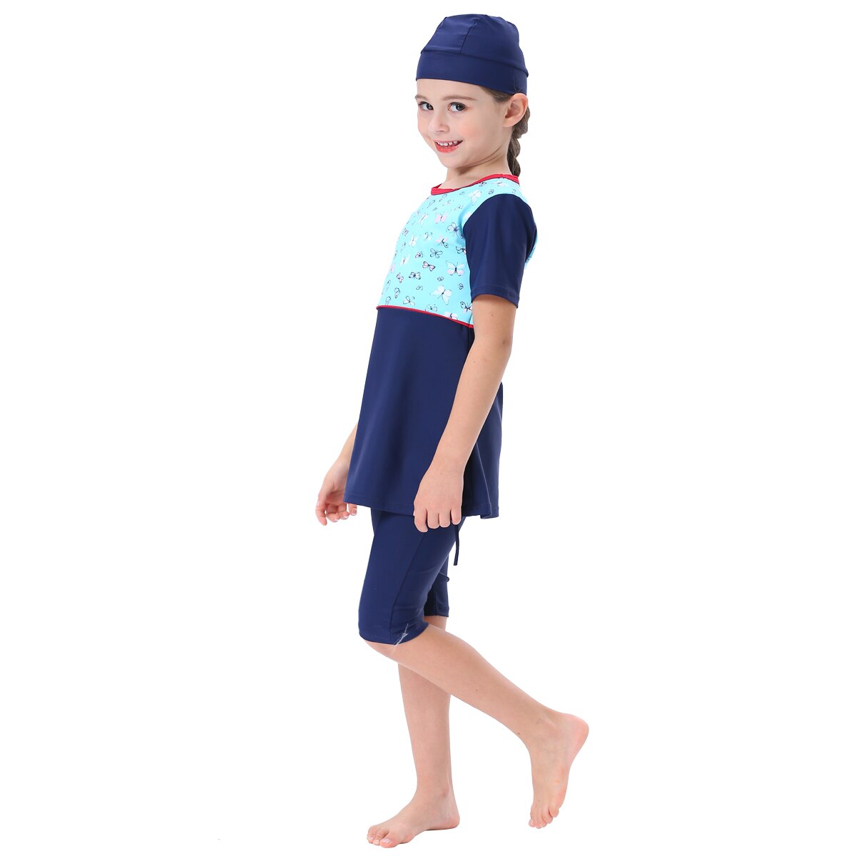 Girls Muslim Swimwears Islamic Children 3pcs Swim Shorts Diving Suits Arab Islam Beach Wear Swimming Swim Caps Burkini For Girl