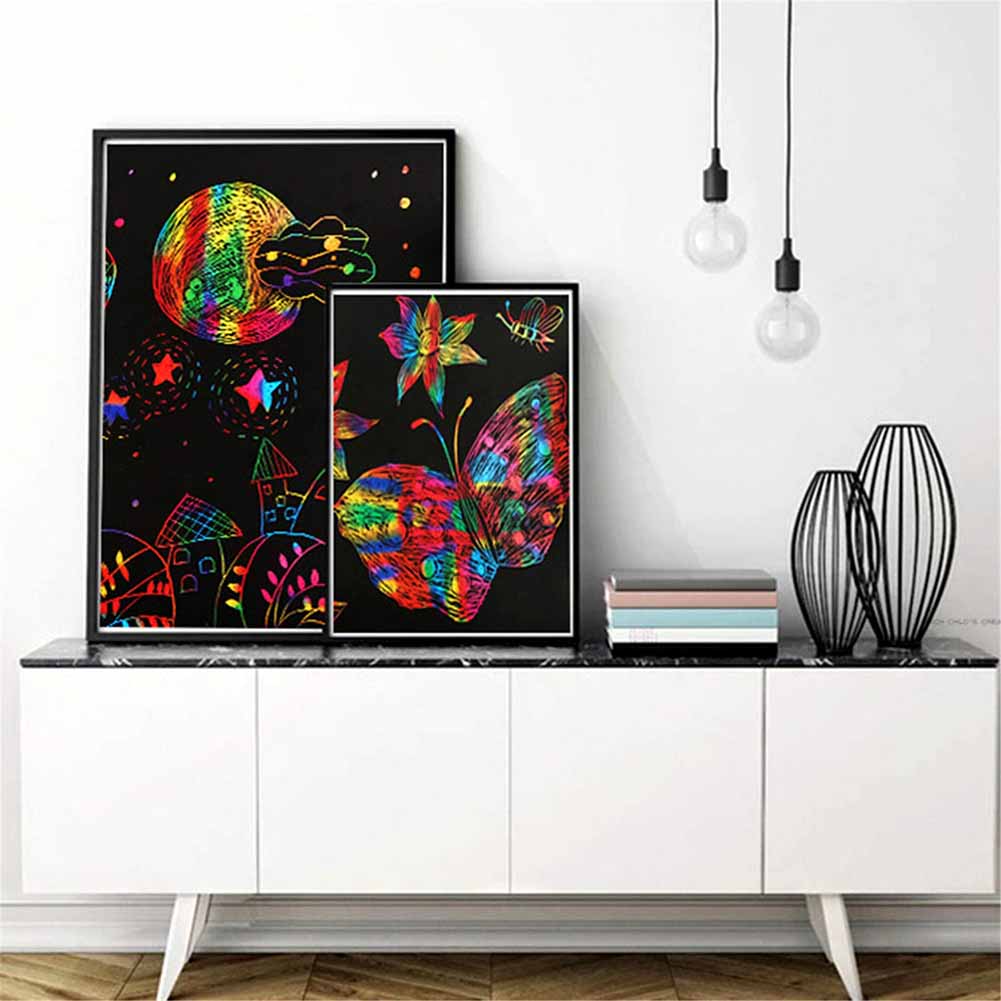 Scratch Art For Kids 50 Sheets Rainbow Scratch Paper Arts And Crafts For Kids Black Magic Scratch Art Notes Paper Boards