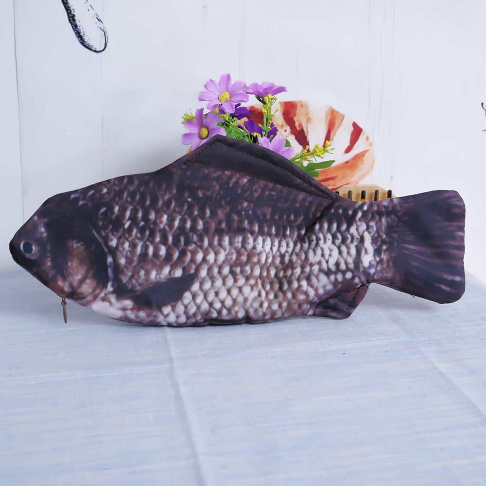 1Pcs Carp Fish Shaped Zipper Pencil Case Bag Make up Holder Storage Pouch Pen Pencil Case Stationery School Supplies Funny
