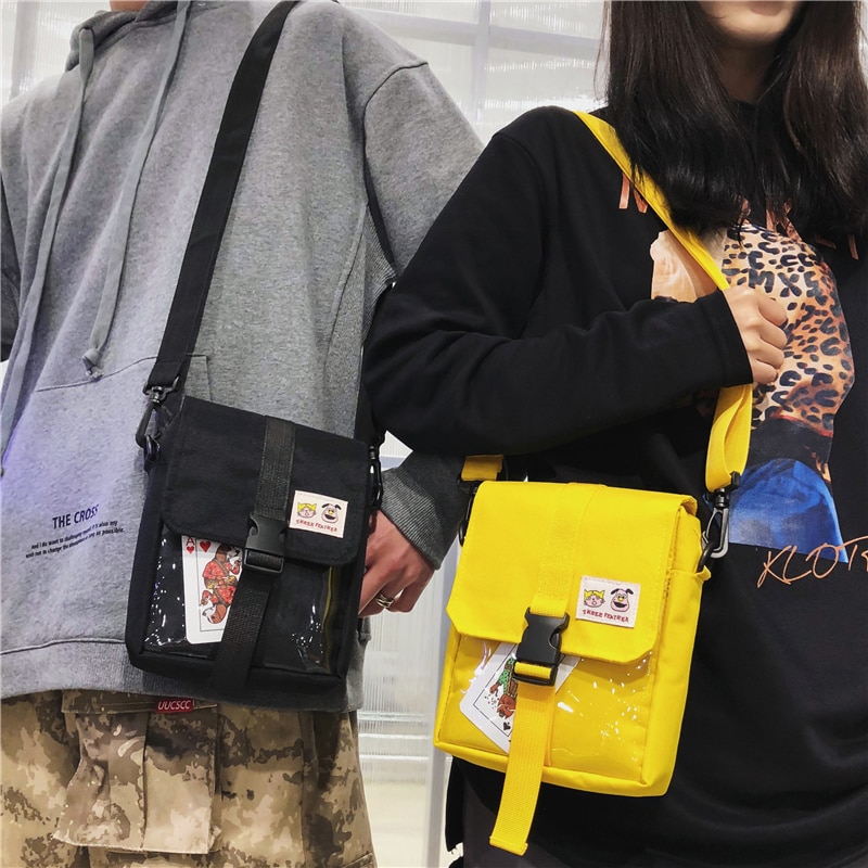 Super vuur harajuku lokale omstandigheden cool disco tas student japanse canvas schoudertas satchel messenger bag koppel schooltas