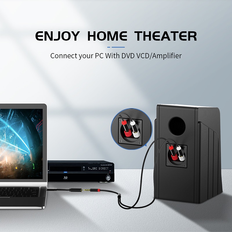 Rca Kabel 2RCA Naar 3.5Mm Jack Audio Kabel 2 Rca Male Splitter Aux Kabel Voor Tv Pc Dvd Luidspreker audio Versterkers Subwoofer