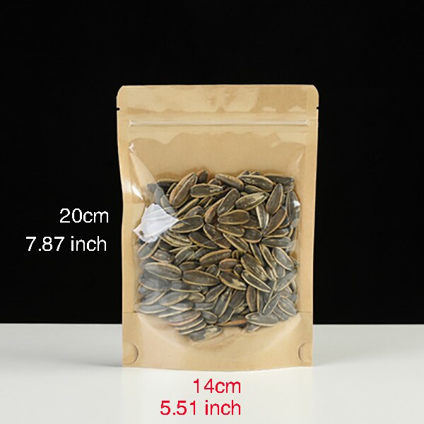 Kraft Paper Bag Translucent Self-supporting Self-sealing Bags Sugar Coffee Beans Nuts Tea Snacks Food Sealed Packaging: 100 pieces / 14x20x4cm
