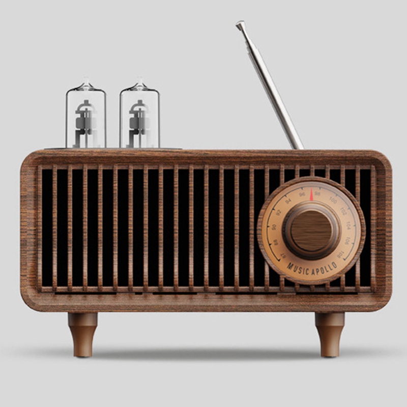 Wood Retro Radio Wireless Bluetooth Speaker Subwoofer Music Player With LED Light Support Handsfree TF Card U Disk