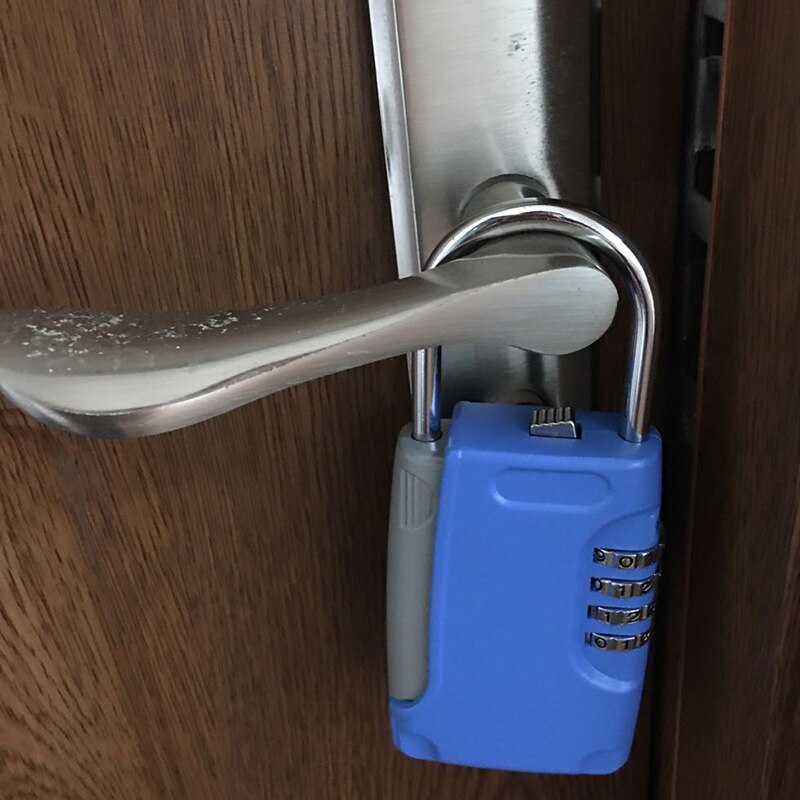 Metal mekanisk nøgle opbevaringsboks boks metal krog type adgangskode nøgleboks nøglesikker: Blå