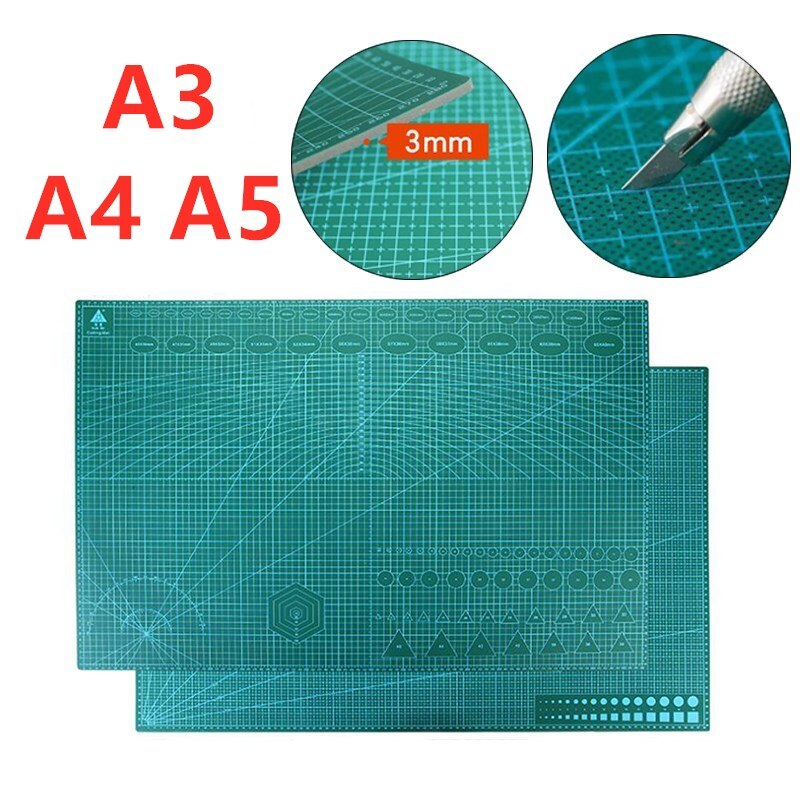 Tapete de corte de PVC para manualidades, herramienta de corte de arte autocurativo con estampado doble, para costura, tablero de álbum de recortes, A3, A4 y A5