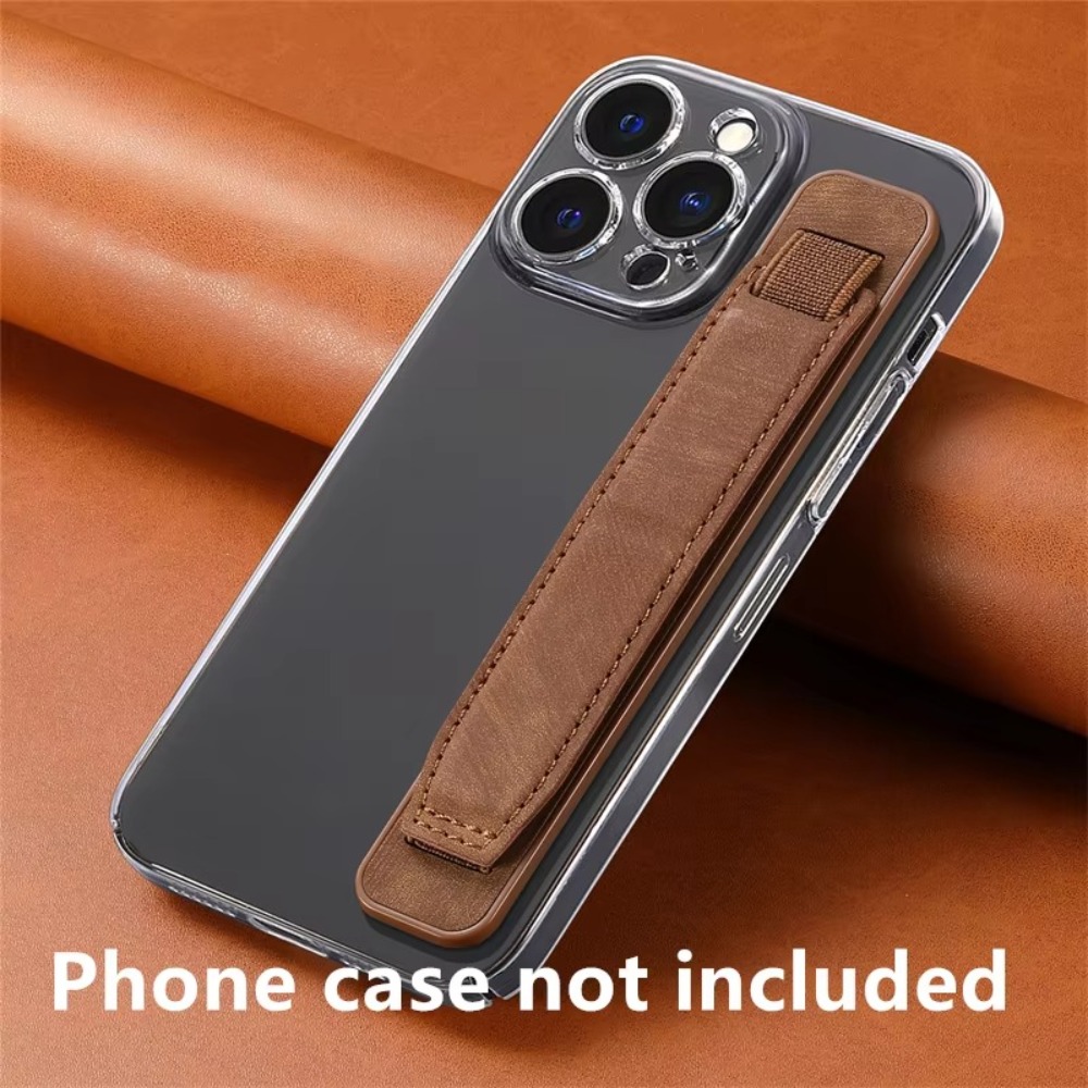 Bracelet de téléphone portable en cuir PU, sangle de poignée de doigt télescopique, support de téléphone portable universel pour la plupart des smartphones: PU ciel