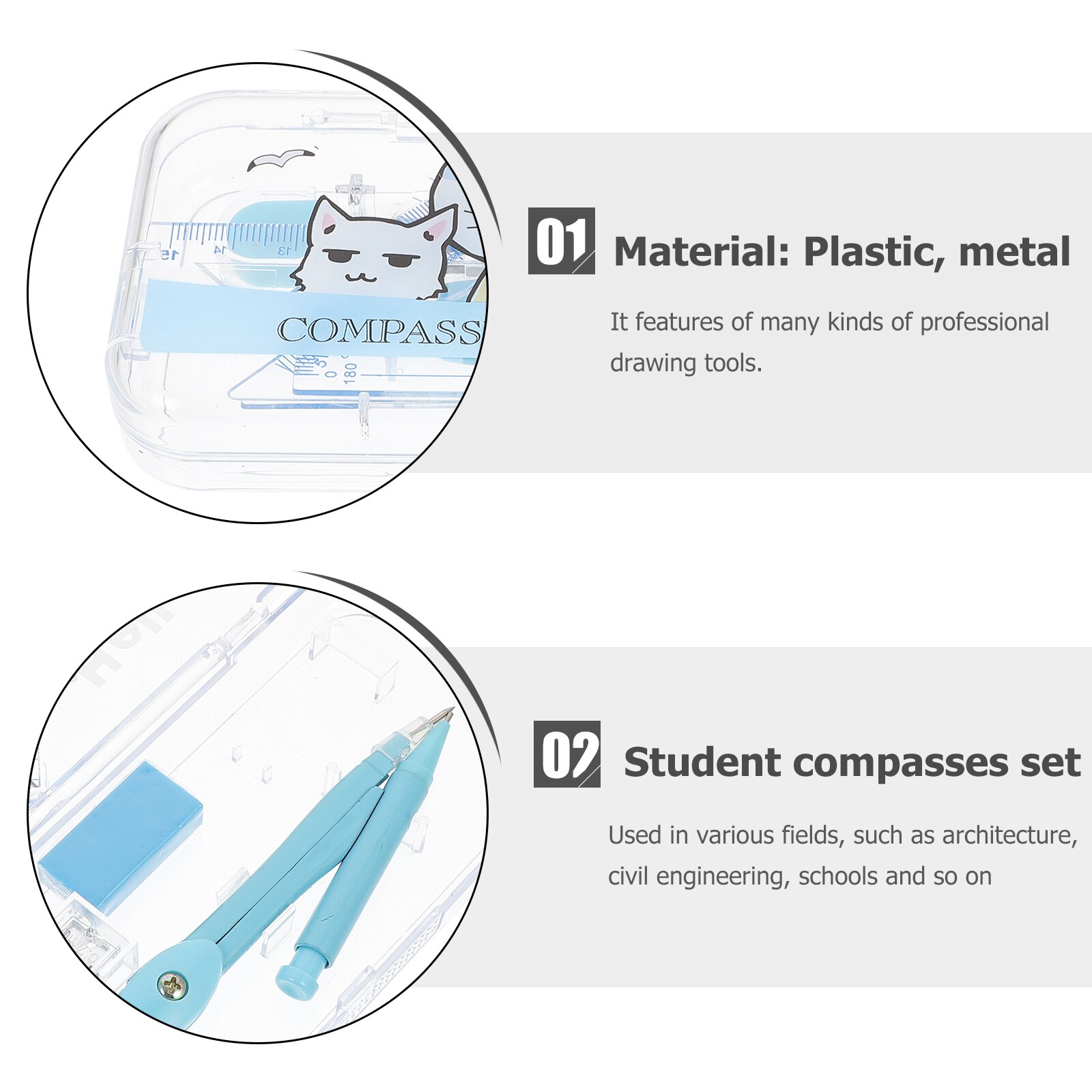 1 Set Ruler Protractor Geometry Precision Drawing Tools Circle Drawing Tools (Random Color)