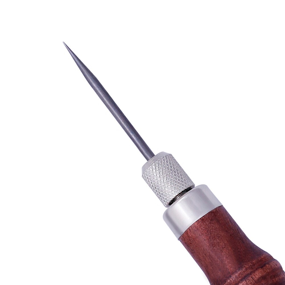 LMDZ-punzón de costura 4 en 1 para artesanía de cuero, herramientas de costura a mano, mango de madera, bricolaje