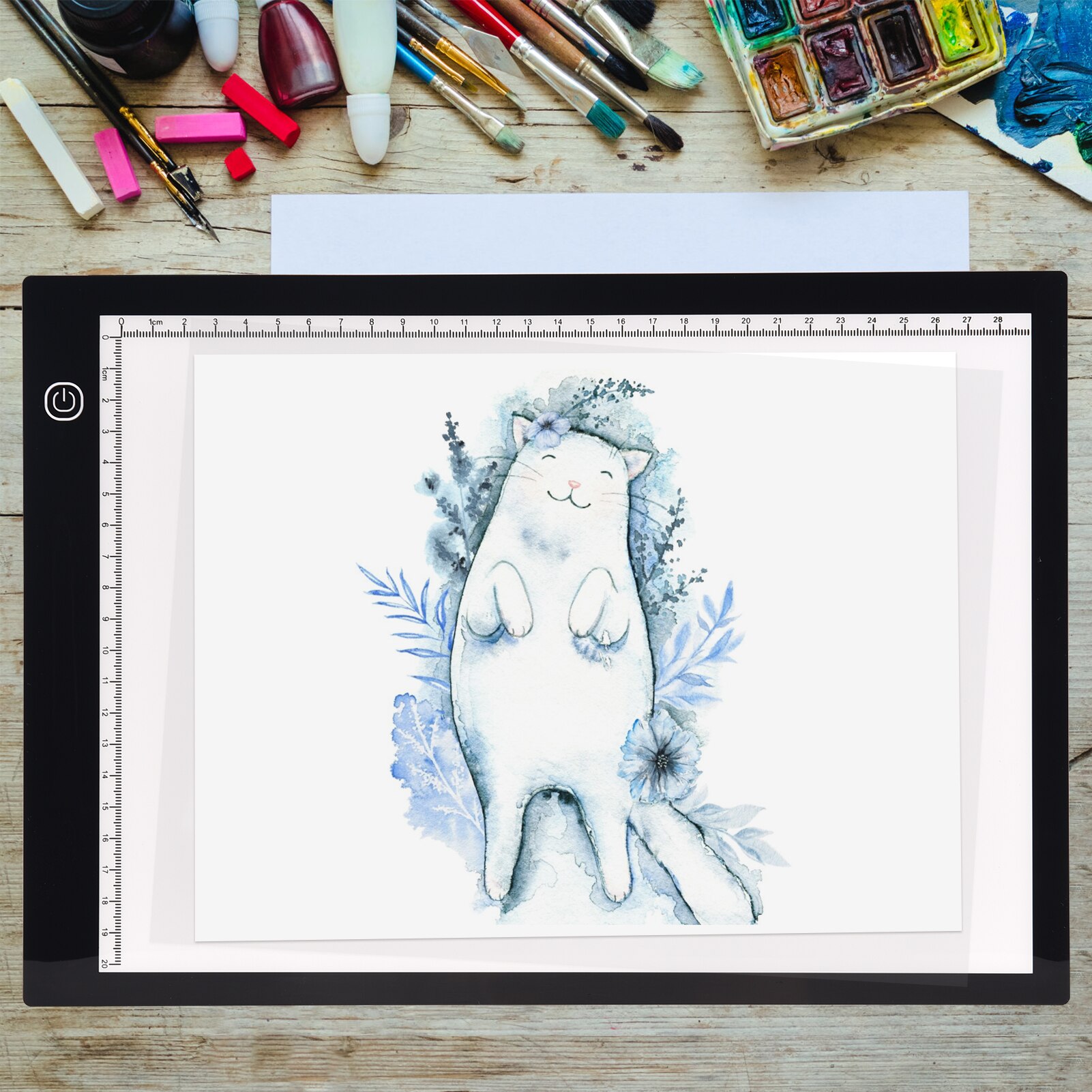 A4 LED Light Pad Tracer 3mm Ultra-Thin Drawing Board Copyboard Stepless Dimming USB Powered with Scales for Artist Painting