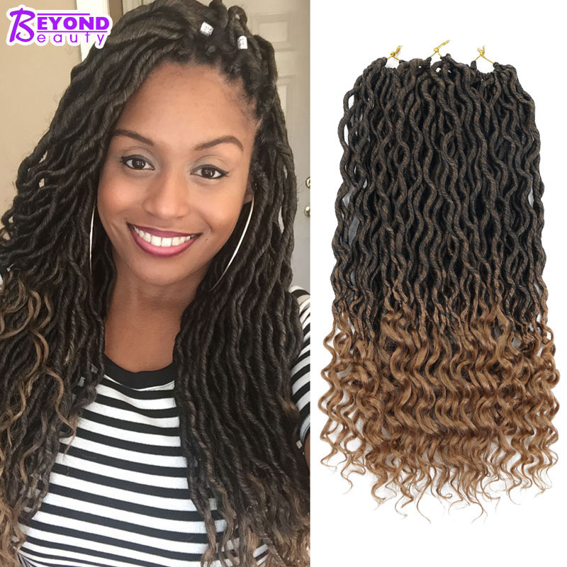 Crochet Goddess Locs Hair Extensions Faux Locs Curly Crochet Braids Ombre Synthetic Braiding Hair Bohemian locks Beyond Beauty