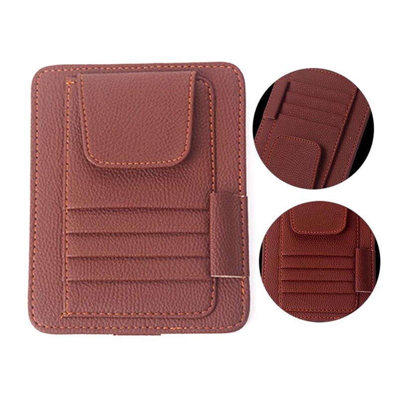 Visière pare-soleil de voiture avec porte-carte | Anti-éblouissement, outils Anti-éblouissement, lunettes multifonctions, stylo Clip en cuir PU, accessoires d'intérieur pour voitures