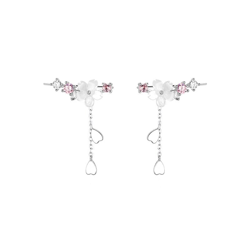 Foxanry prevenir la alergia plata color Pendientes de broche para las mujeres nueva flores borla joyería del partido al por mayor