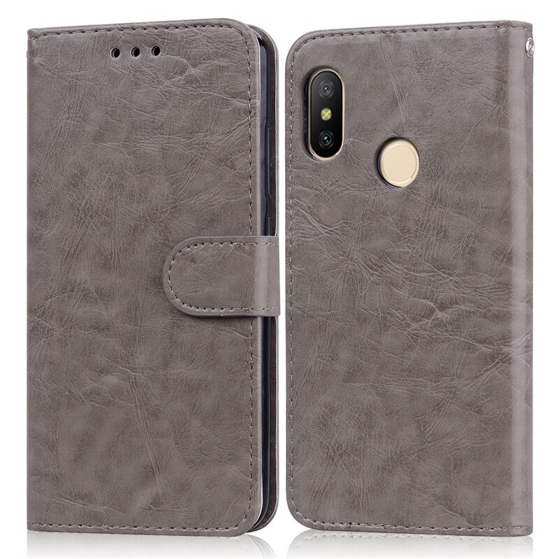 Voor Coque Xiaomi Mi A2 Lite Case Lederen Silicon Flip Case Voor Xiaomi Mi A2 Telefoon Case Voor Xiaomi Mi een 2 A2lite MiA2 Wallet Case: For Mi A2 Lite / Gray