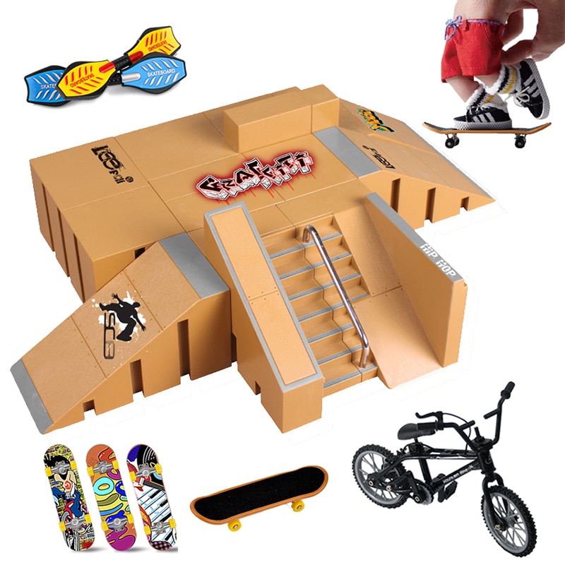 Finger deskorolki Skate części rampy zestaw zabawka pełne rowerowe palce Sport treningowy podstrunnica zabawki Skate Park Ramp zabawka dla dzieci