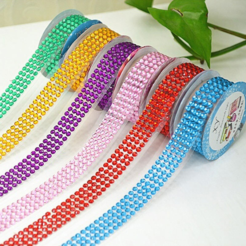 Kristal kleurrijke acryl zelfklevende strass steentjes sticker tape knutsel glitter edelsteen diy stickers voor scrapbooking kunst decoratie