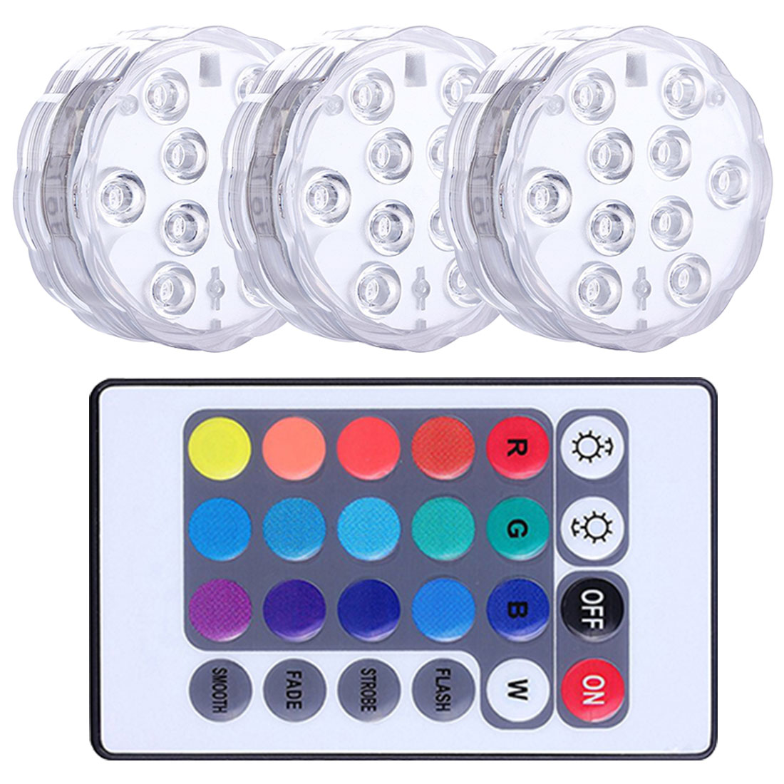 RGB13 Lights LED Waterproof Submersible Underwater Remote Control Night Lamp Tea Light Vase Bowl Party Pool Multi Color: 3 Lights withcontrol