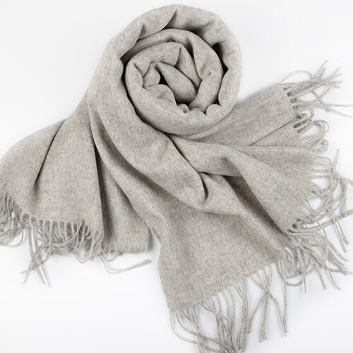FURTALK 100% bufanda de lana de cordero para mujer Cachemira bufanda de lana Pashmina Bandana invierno otoño bufanda larga Mujer chales foulard femme: Light grey