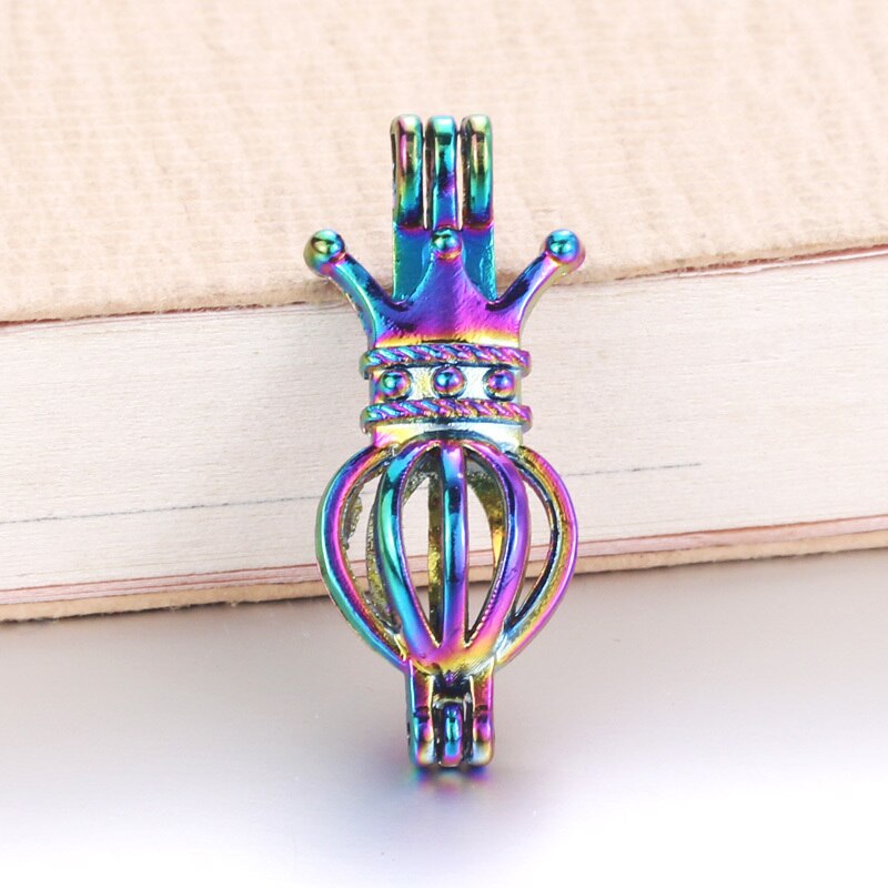 6pcs/lot 16 styles Rainbow Color Pearl Cage Bead Cage Essential Oil Diffuser Locket Pendant DIY Jewelry Making for Oyster Pearl: 040305