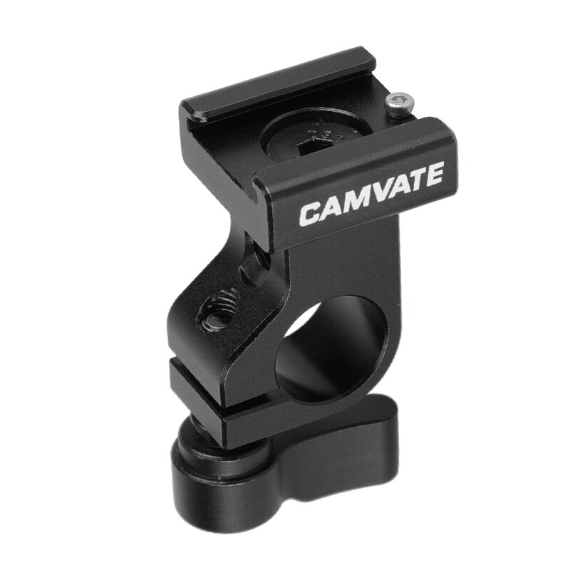 CAMVATE T-bar Bracket Arm With Double Cold Shoe Mounts Support &amp; Adjustable 1/4" Ball Head Holder For Mic / Monitor / Camera: 15mm Rod Holder