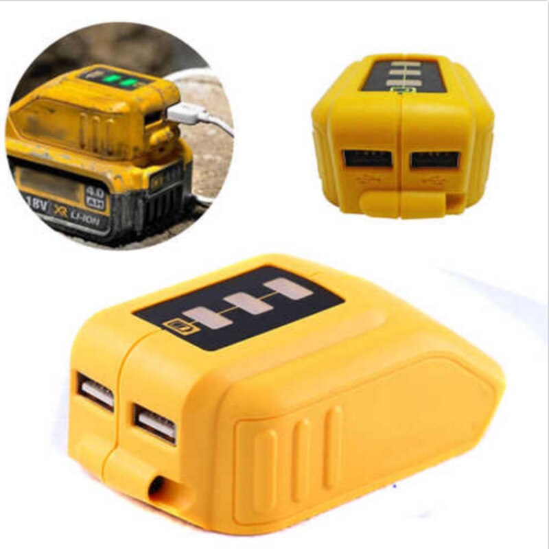 Dual USB DCB090 Adapter Charger Power Supply With LED Work light For Dewalt 14.4V 18V 20V Li-ion Battery Charging Converter