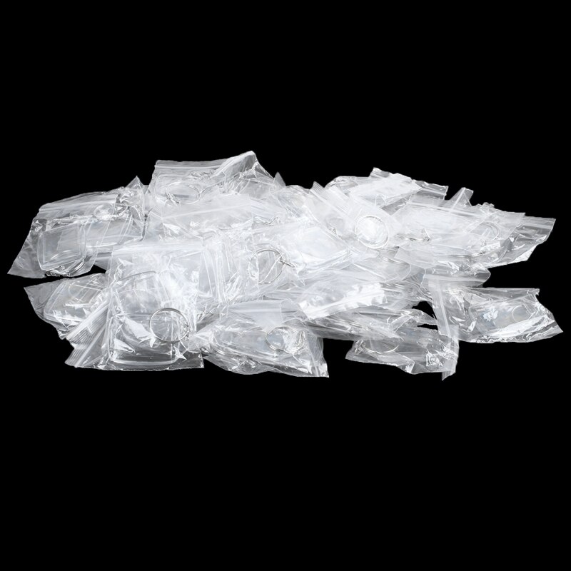 50x Clear Acrylic Plastic Blank Keyrings Insert Passport Photo Keychain Keyfob