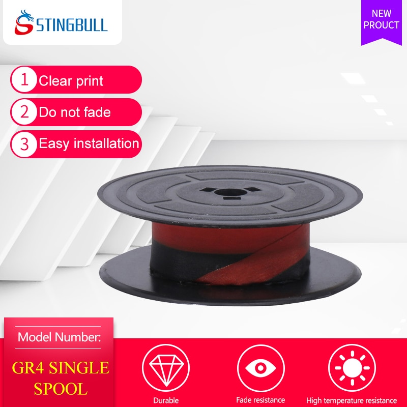 STINGBULL 12.7MM Width GR4 Single Spool Ribbons Cartridges 10M Length Black / Red Color Printer Ribbon For Typewriters