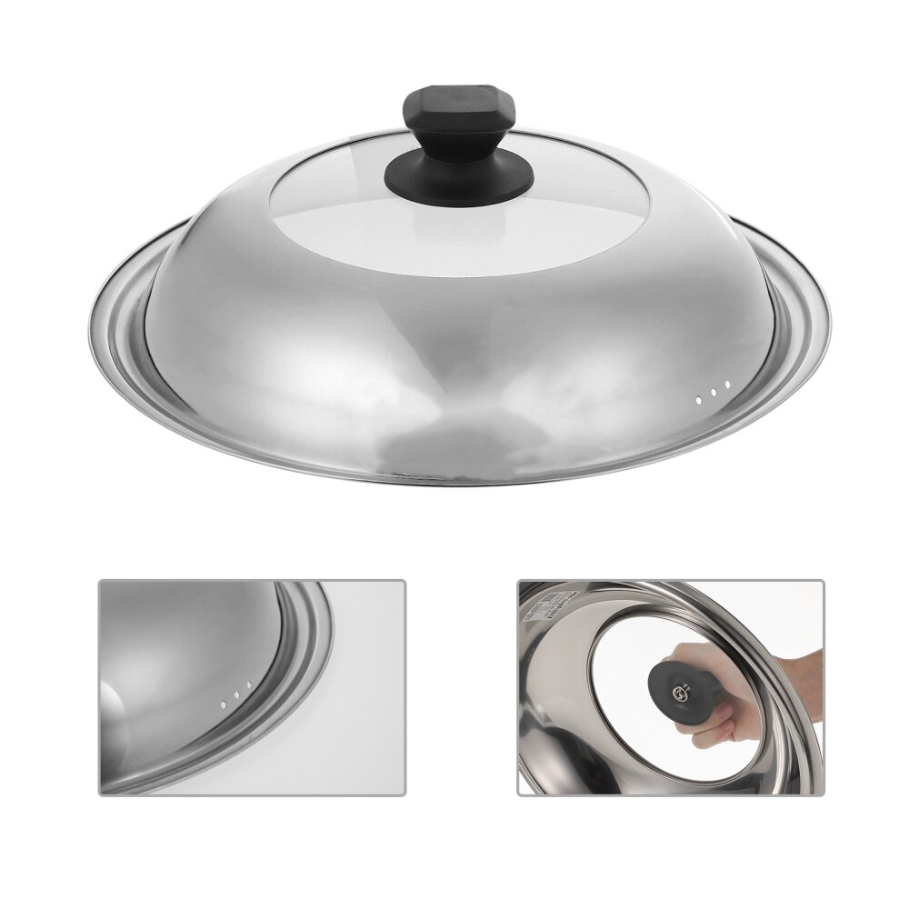 1pc Pot Cover Stainless Steel Glass Pot Cover Transparent Glass Window Pot Lid