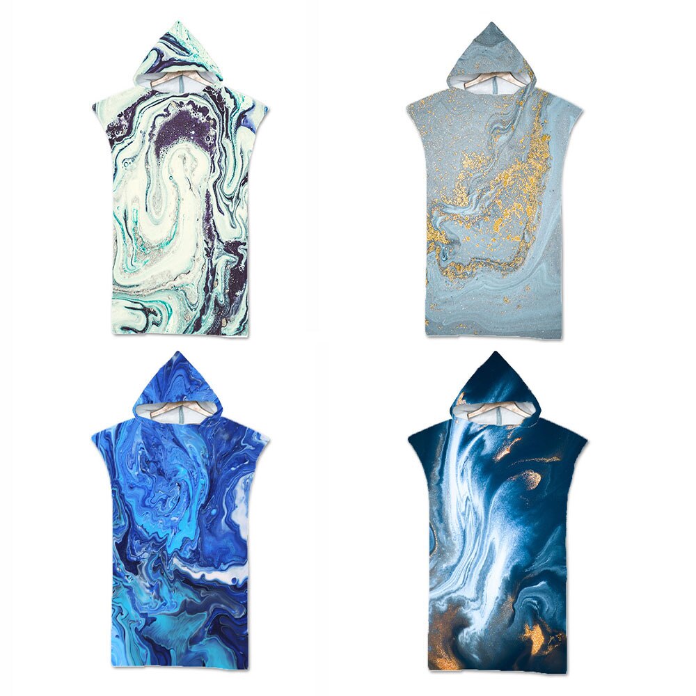 Fluss Gold aufbringen Mikrofaser Gedruckt Mit Kapuze Strand Schlecht Handtuch Für Erwachsene freundlicher Schnell Trocken Schwimmen Schwimmbad Poncho Mantel Bademantel
