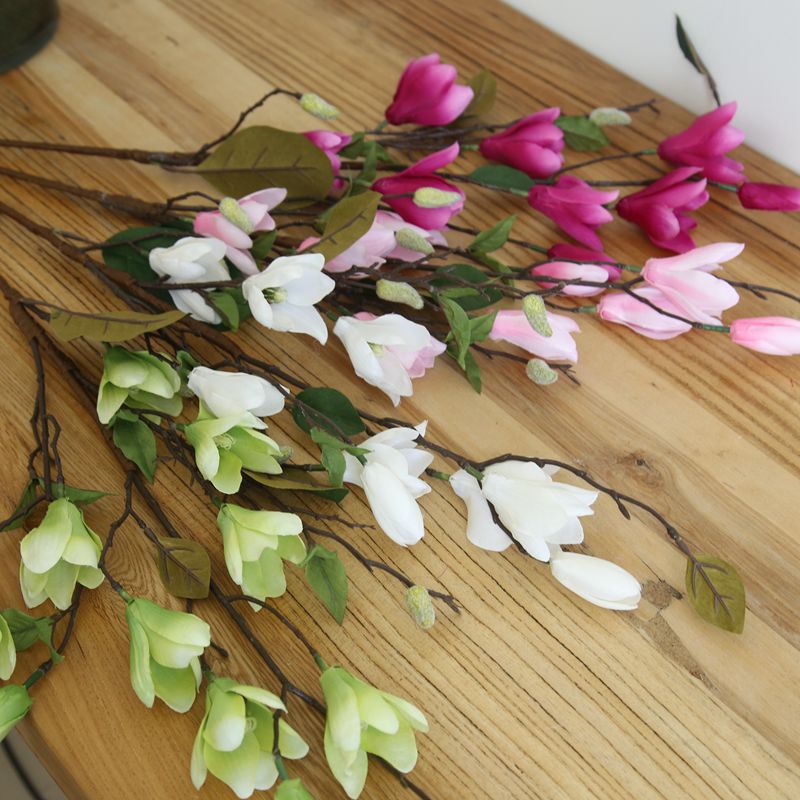 1pc 96cm 9 Heads Artificial Magnolia Flower Branch DIY Bridal Wreath Wedding Bouquet Home Garden Decoration Flores Artificiais