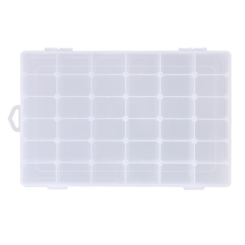 Rectangle Plastic Organizer 36 Compartment Storage Box Adjustable Bead Container Rings Jewelry Case Home Organizer: Clear