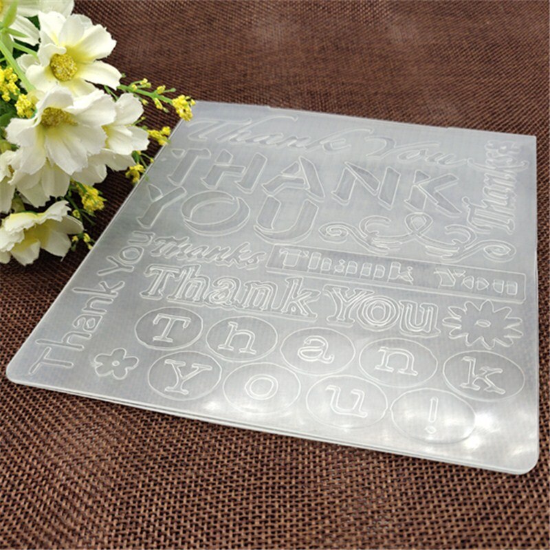 Square Thank you plastic embossing folder for DIY scrapbook card envelop album frame decoration template
