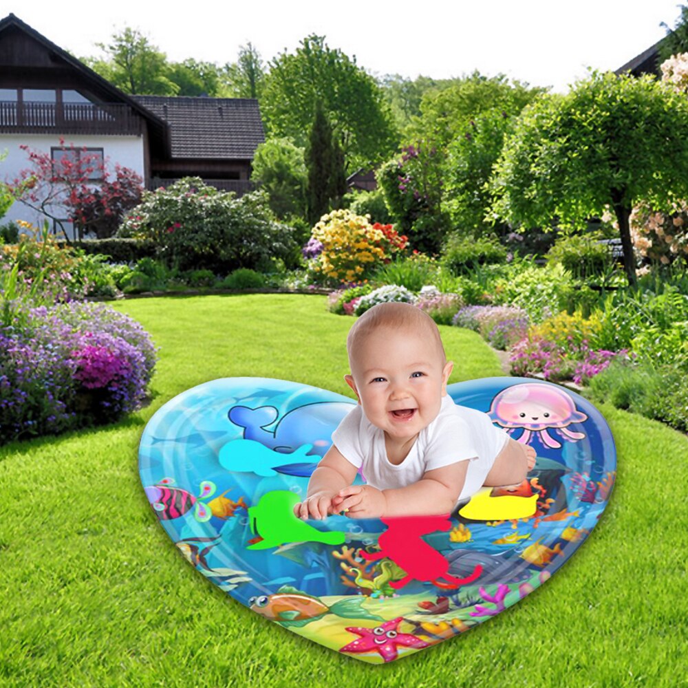 Baby Heart Inflatable Water Mat Ocean Tummy Time Infant Fun Mat heavy-duty materials Children Development play Center