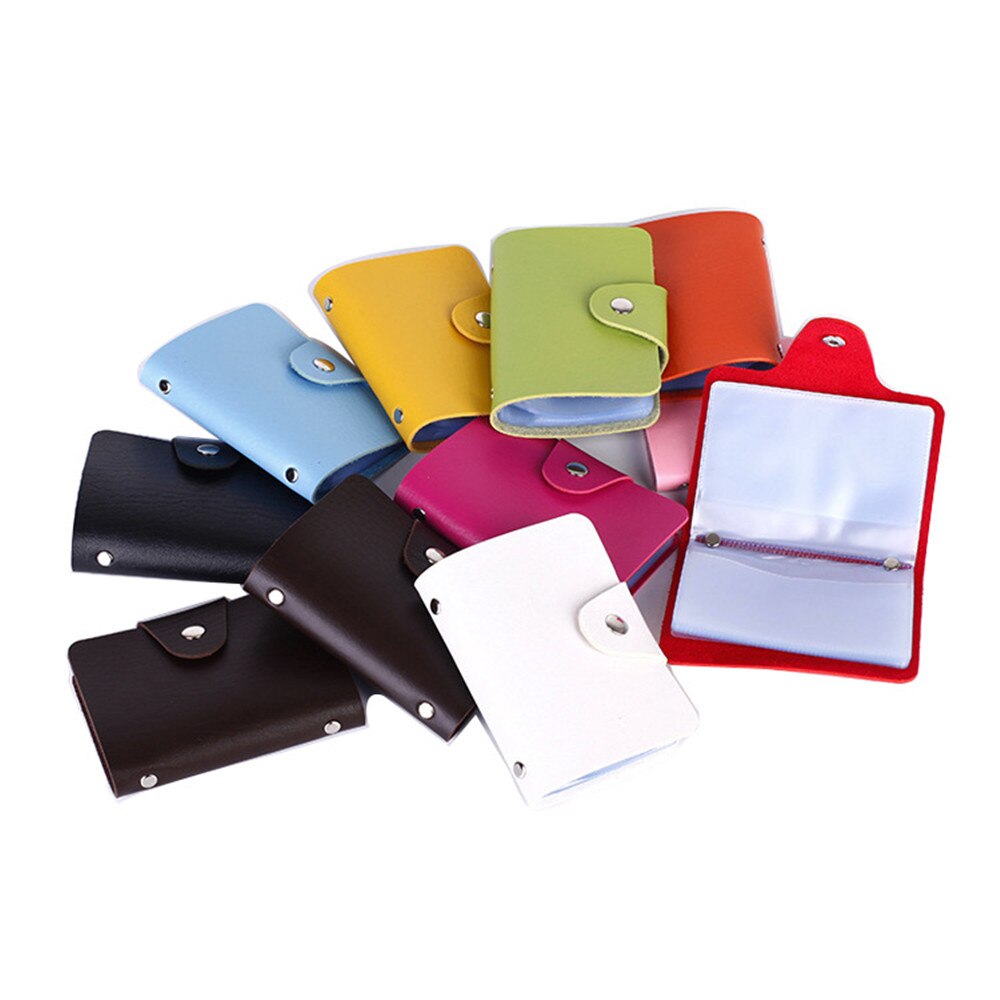 Porte-cartes de crédit 24 Bits, en PU, couleur unie, grande capacité, rangement, Clip, organisateur, étui pour identification, pochette