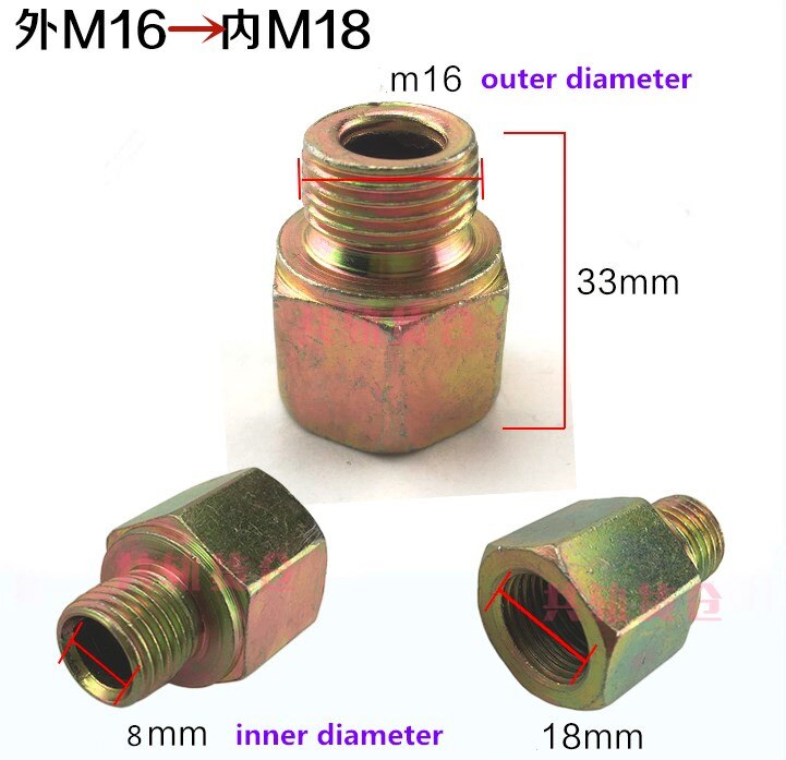 ! Tubing conversion joints, high-pressure tubing conversion interface, test-tubing adapter: M16-M18