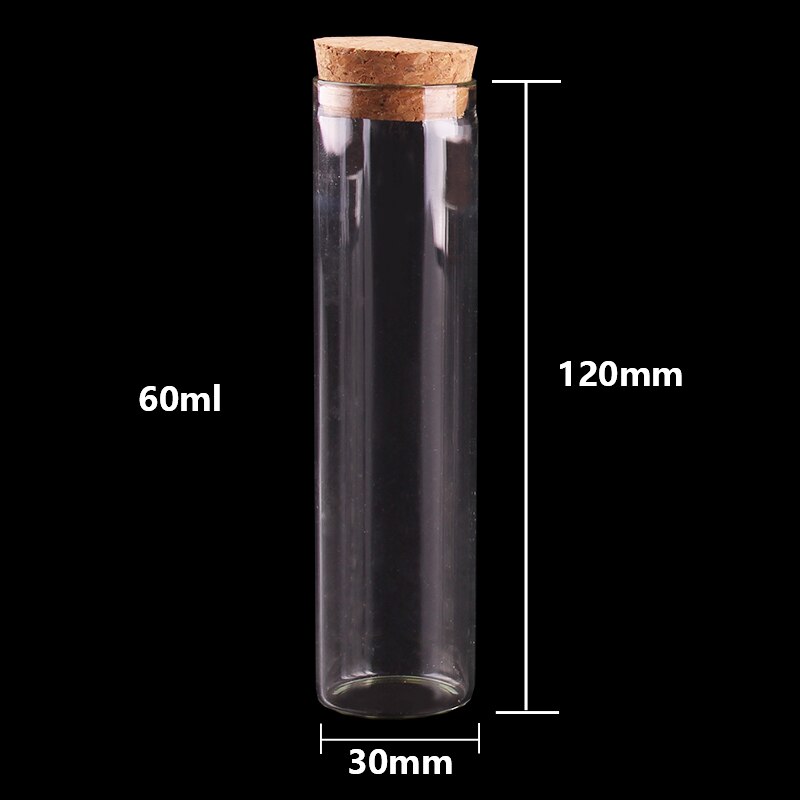 Dia 30mm: 15ml 25ml 30ml 35ml 40ml 50ml 60mlTransparent Glass Test Tube Vials Terrarium with Cork Stopper Glass Container 24pcs: 60ml