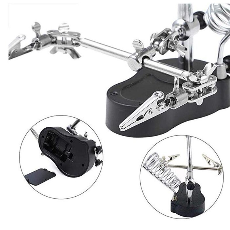 Soldering Iron Station Stand Welding Magnifying Glass Clip Clamp 3 Hand Helping Desktop Magnifier Soldering Repair Tool