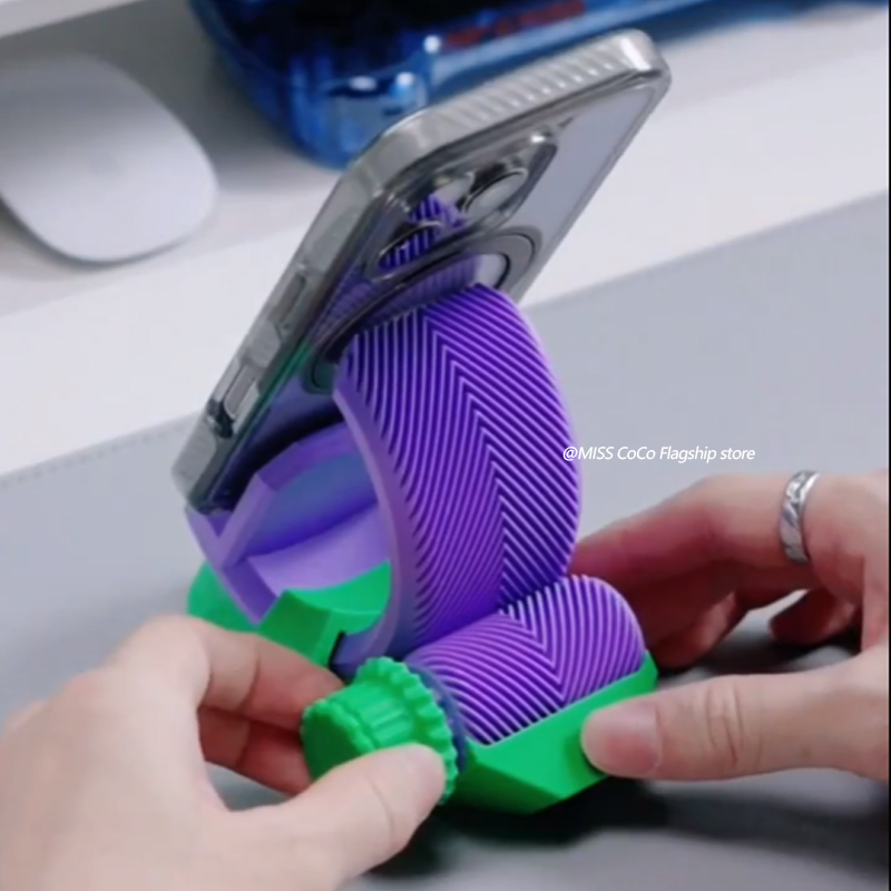 Soporte para teléfono con engranaje impreso en 3D, soporte para teléfono con engranaje en espiga, adornos, soporte ajustable para teléfono de escritorio