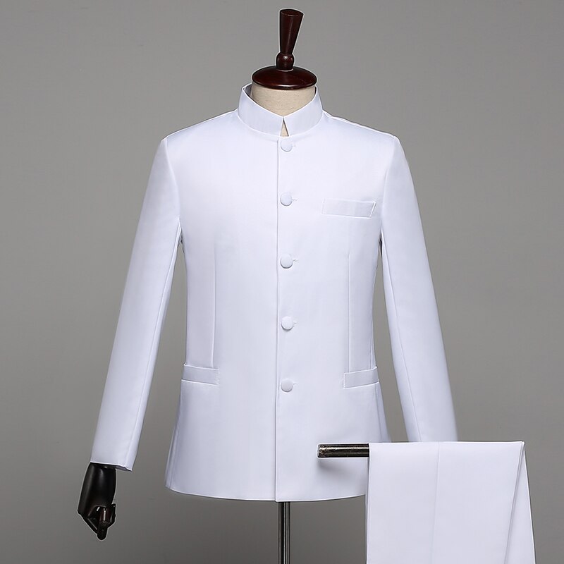 Chinese Style Mandarin Collar Men's Suits Male blazer casual suit Embroidered Classic Business Wedding Dress Male