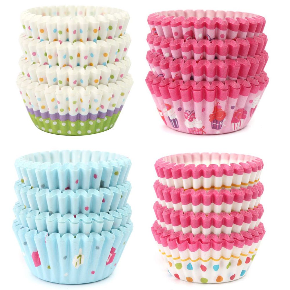 4 Stijlen 100 Stuks Cupcake Liner Bakken Cupcake Papieren Vormpjes Taartdoos Cup Eitaartjes Lade Cakevorm decoreren Gereedschappen