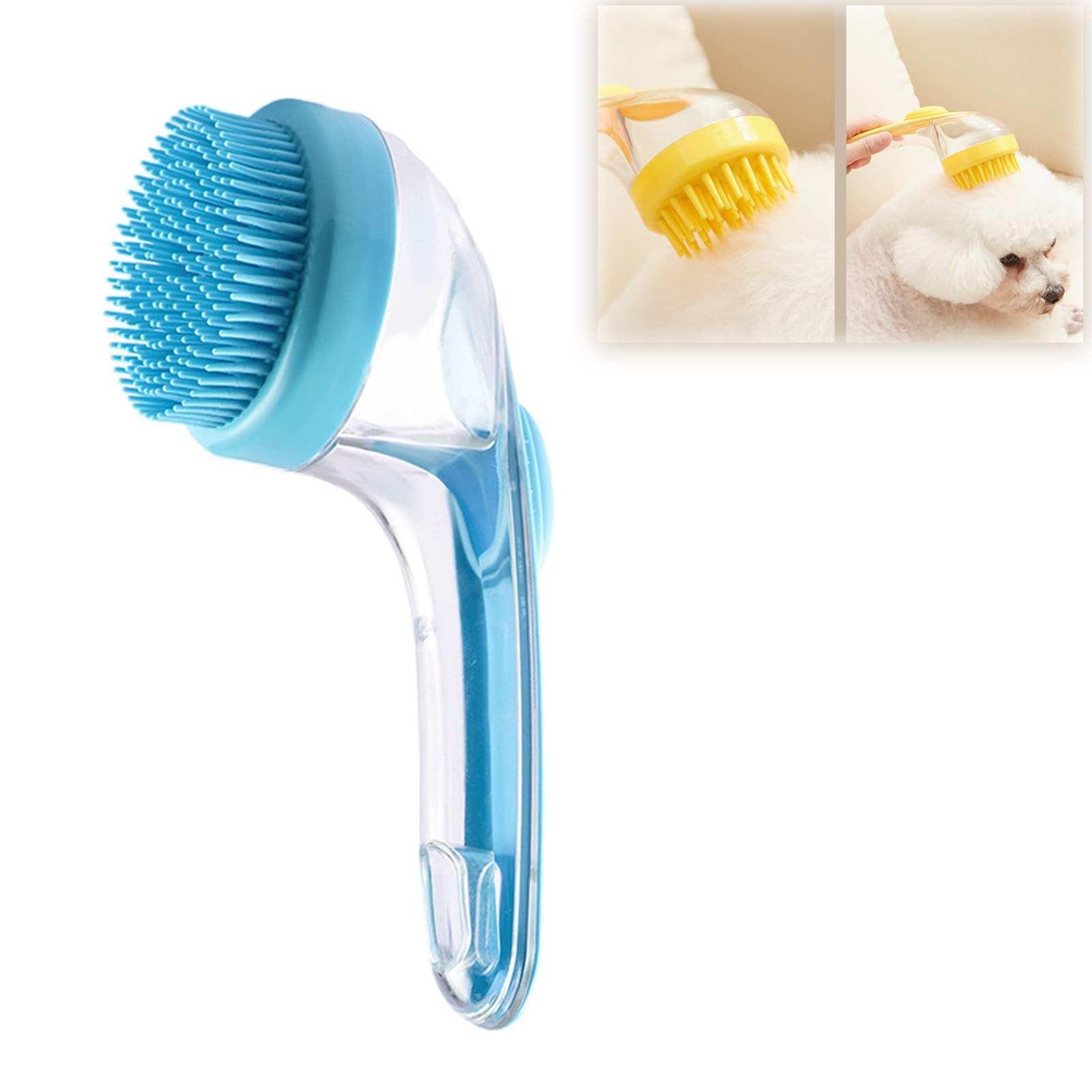 Brosse de bain en silicone souple pour animaux de compagnie avec long manche, distributeur de shampoing, massage doux pour le toilettage, les livres, la fourrure et les cheveux, 1PC: Black