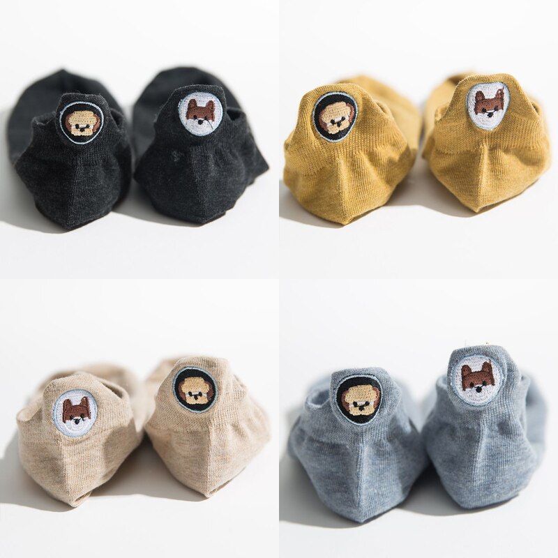 Funny Woman Socks Women 4 Pairs Pack Short Ankle Socks Happy Kawaii Girls Cotton Cartoon Cute Heart Casual Sock harajuku Sox: 11
