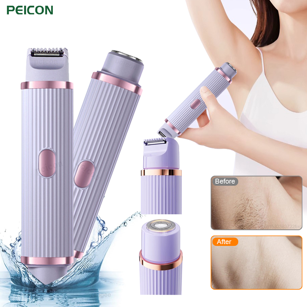Rasoio elettrico per donna bikini rifinitore le signore corpo Ascelle Gambe Rasoio elettrico Indolore Epilatore Baffi viso Rimozione peli